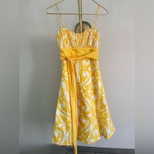 B. SMART Y2K Babydoll‎ Yellow White Floral Dress  Cocktail Party Boho Retro S